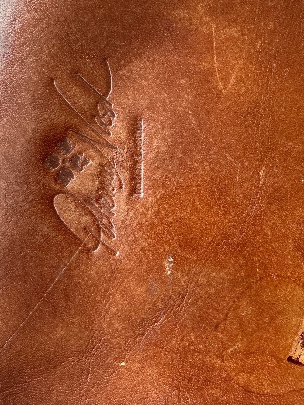 Patricia Nash Tooled Floral Leather Tote and matching pouch in Cognac Brown - Picture 11 of 12